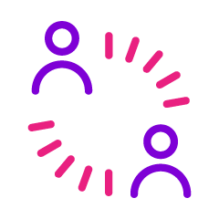 Button icon of two people talking