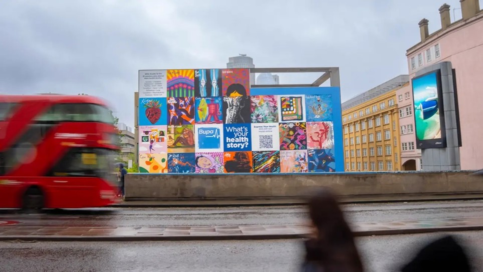A vibrant, hand-painted mural stretching the size of 22 double-decker buses in Waterloo, London.