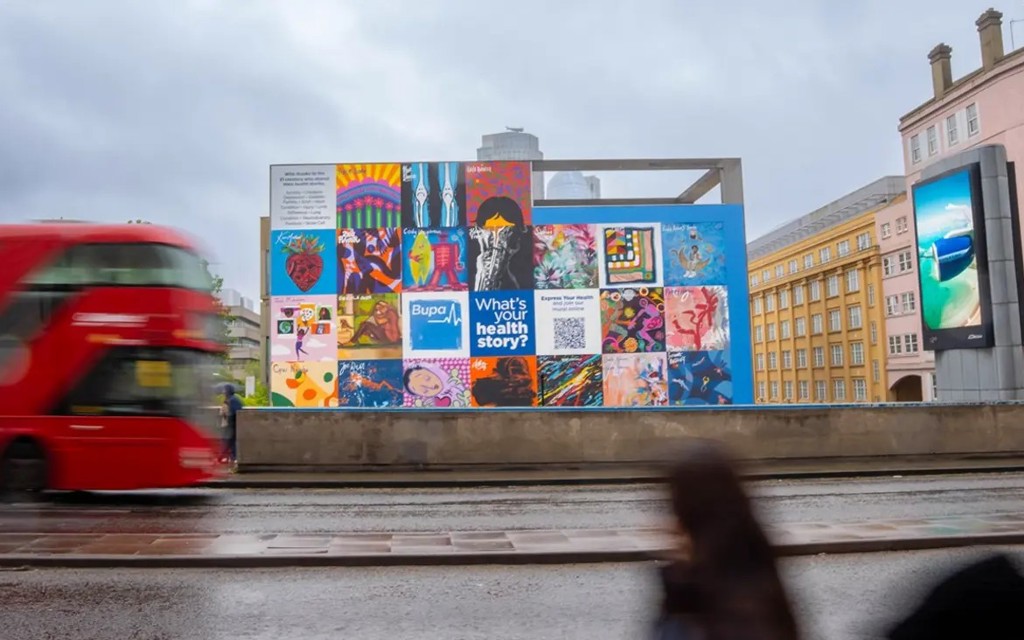 A vibrant, hand-painted mural stretching the size of 22 double-decker buses in Waterloo, London.
