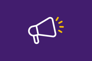 Cartoon icon of a megaphone 