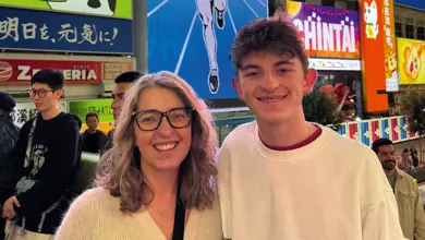 Cheryl and Stan in Dotonbori, the modern heart of Osaka.