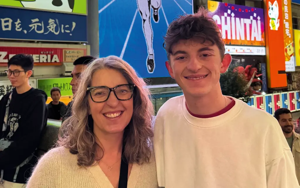 Cheryl and Stan in Dotonbori, the modern heart of Osaka.